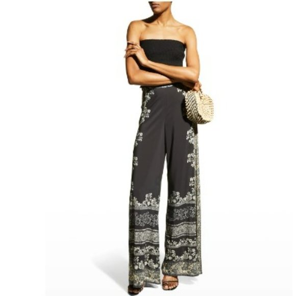 Alice + Olivia Athena Floral Print Wide - Waistband Flared Pants Size 4 - Picture 2 of 13